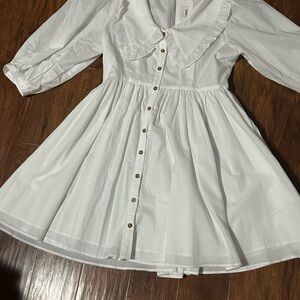 White Button-Down Kids Dress